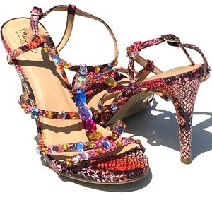 Mossimo Royal Jewels Snakeskin Pink Gem Heels Size 8.5